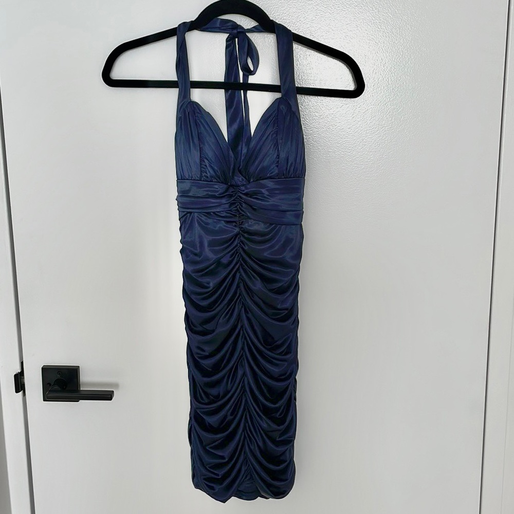 Ruched satin formal dress